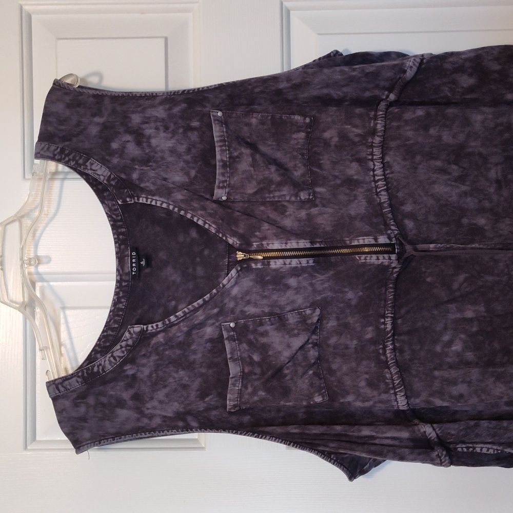 💙 Charcoal Torrid Mini Challis Shirt Dress - Picture 3 of 10